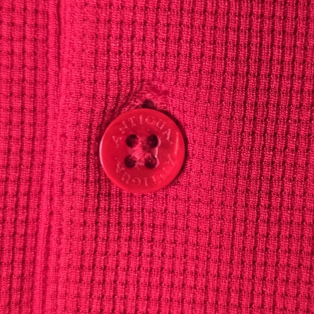 Antigua Mens Red Ohio State Buckeyes Waffle Knit Golf Polo Shirt Size Large
